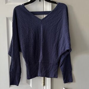 A. Byer Navy Blue Textured Blouse